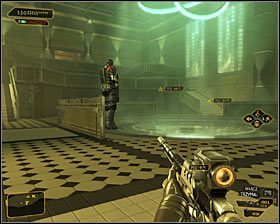 Przejdź teraz do pomieszczenia audytorium, które powinno być patrolowane przez dwóch wartowników - (3) Wariant pokojowy- Odnalezienie Declana Faherty - Na ratunek Megan i jej zespołowi - Deus Ex Bunt Ludzkości - poradnik akt IV - Hengsha 2, Singapur, Panchaja, zakończenia