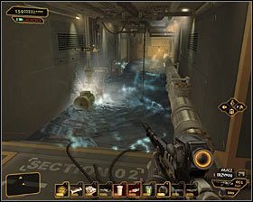 Jeżeli nie możesz lub nie chcesz skorzystać z górnego przejścia, to pozostanie Ci przeprawa przez dolne korytarze - (1) Przedostanie się do wnętrza stacji - Wyłącz sygnał Darrowa - Deus Ex Bunt Ludzkości - poradnik akt IV - Hengsha 2, Singapur, Panchaja, zakończenia