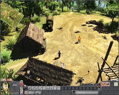 Zabierz nóż, którym zabiłeś jednego z wrogów (przytrzymaj klawisz Tab, aby podświetlić przedmioty, które możesz podnieść) i przeszukaj następnie skrzynię z zaopatrzeniem w [9] - Misja 1- Until the trouble troubles you (1) | Wietnam | Men of War Wietnam - Men of War: Wietnam - poradnik do gry