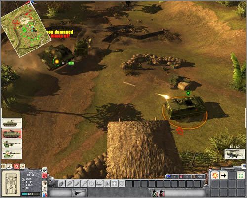 Dopiero, gdy na tej flance nie będzie już czołgów, a piechota zacznie się wycofywać, możesz pojechać czołgiem do [13] i tam rozprawić się z resztą wrogich czołgów oraz piechotą - Misja 4- Gatecrushers (2) | Wietnam | Men of War Wietnam - Men of War: Wietnam - poradnik do gry