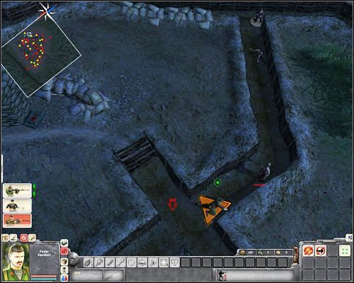 Bez problemu zakradniesz się (najlepiej od zewnętrznej strony bazy) za strażnika w [8] i wyeliminujesz go po cichu nożem - Misja 5- Happy Tet Day (1) | Wietnam | Men of War Wietnam - Men of War: Wietnam - poradnik do gry