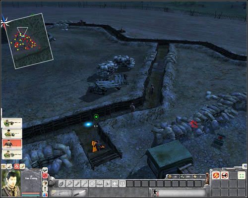 Zbierz noże i wyeliminuj dwóch strażników stojących w [18] i [19] - zrób to, zanim przyjdzie tu kolejna para - Misja 5- Happy Tet Day (2) | Wietnam | Men of War Wietnam - Men of War: Wietnam - poradnik do gry