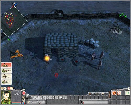 Podobne zadanie czeka cię w [24] i [25], tyle tylko, że tu obie pary żołnierzy są nieco od siebie oddalone - jedna stoi przy skrzynkach, druga obok czołgu - Misja 5- Happy Tet Day (2) | Wietnam | Men of War Wietnam - Men of War: Wietnam - poradnik do gry