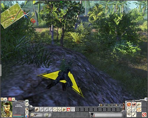 Stąd powinieneś trafić w tego żołnierza, który obsługuje ciężki karabin w [10] (widać go także na poniższym obrazku) - Misja 1- What A Job! (1) | USA | Men of War Wietnam - Men of War: Wietnam - poradnik do gry