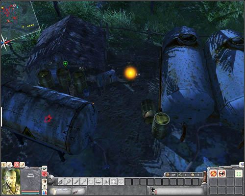 Zanim wybierzesz się po trzeci, będziesz musiał wyeliminować dwóch przeciwników patrolujących las za składem z bronią - Misja 2- Bon Voyage to Cambodia - 2 | USA | Men of War Wietnam - Men of War: Wietnam - poradnik do gry