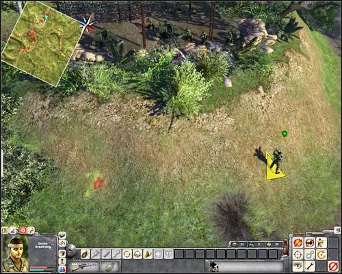 Kiedy zostanie tylko kilku, przeczołgaj się pod wzgórzem wszystkimi ludźmi, a potem biegnij drogą do dział upewniwszy się, że wrogowie nie patrzą w twoją stronę - Misja 3- On the Trail of Uncle Ho (2) | USA | Men of War Wietnam - Men of War: Wietnam - poradnik do gry