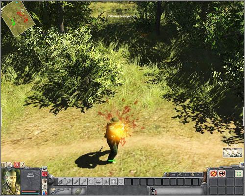 Poszukaj przewróconej kłody przy krańcu mapy w [13] i ukryj się za nią (spójrz na poniższy obrazek) - Misja 4- Die Hard Attack (1) | USA | Men of War Wietnam - Men of War: Wietnam - poradnik do gry