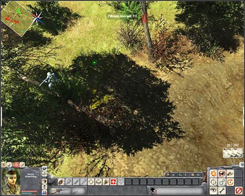 Jeśli ustawisz snajpera dokładnie na linii prostej, biegnącej od krańca mapy do wejścia do bunkra w [17], będziesz mógł zabić dwóch żołnierzy przebywających w środku (pokazuje to poniższy obrazek) - Misja 4- Die Hard Attack (1) | USA | Men of War Wietnam - Men of War: Wietnam - poradnik do gry