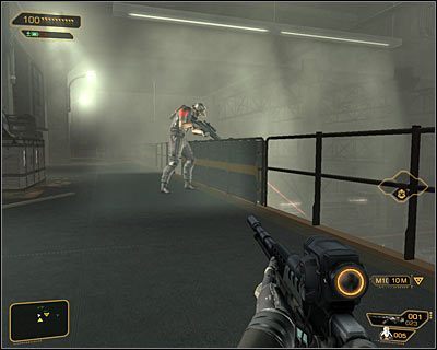 Snajperzy zazwyczaj okupują górne balkoniki i trzeba na nich bardzo uważać, bo potrafią monitorować duże wycinki poszczególnych lokacji. - Skradanie się - Podstawy - Deus Ex Bunt Ludzkości - encyklopedia - poradnik do gry