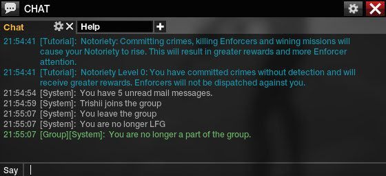 Po włączeniu tego okna czatu zmienia się funkcja myszy - zamiast celownika zobaczysz klasyczny kursor, dzięki któremu możesz obsługiwać okna interfejsu - Najważniejsze okna interfejsu - Podstawowe informacje - APB: Reloaded - poradnik dla początkujących