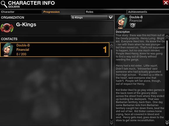 W oknie Character Info to być może jedna z najbardziej uczęszczanych zakładek - Najważniejsze okna interfejsu - Podstawowe informacje - APB: Reloaded - poradnik dla początkujących