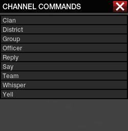 Wciskając klawisz [F9] wywołasz menu pozwalające zmienić kanał czatu, do którego trafiają wpisywane przez Ciebie wiadomości - Najważniejsze okna interfejsu - Podstawowe informacje - APB: Reloaded - poradnik dla początkujących