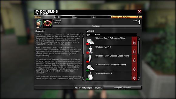 W powyższym oknie widać również, co możesz odblokować pracując dla tej osoby - Misja treningowa - Rozpoczęcie gry - APB: Reloaded - poradnik dla początkujących