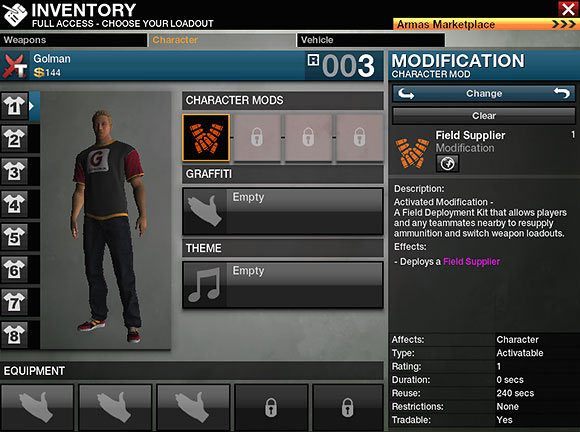 Wybierz z listy modyfikacji Field Suppliera i kliknij Select - Misja treningowa - Rozpoczęcie gry - APB: Reloaded - poradnik dla początkujących