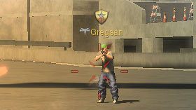 Poszukiwani gracze oznaczeni są ikoną tarczy nad głową - Zdobywanie pieniędzy - Rozpoczęcie gry - APB: Reloaded - poradnik dla początkujących