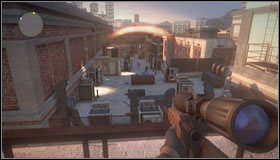 Kiedy dostaniemy sygnał, strzelamy do jegomościa stojącego przy barze koło Jess (za pomocą snajperki) - Zabawa w snajpera - Rozdział 7 - Call of Juarez: The Cartel - Kimberly Evans - poradnik do gry