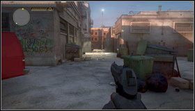 Mijamy czerwoną ścianę magazynu i skręcamy w lewo - Na ulicy - Rozdział 7 - Call of Juarez: The Cartel - Kimberly Evans - poradnik do gry