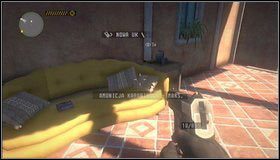 Przedmiot specjalny #1 - w drodze na wewnętrzny dziedziniec przejdziemy bocznym balkonem z kolumnami (opisanym poniżej) - Pierwsze wejście do hacjendy - Rozdział 15 - Call of Juarez: The Cartel - Kimberly Evans - poradnik do gry