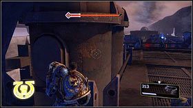 Przy jej pomocy musisz zestrzelić statek orków krążący nad pociągiem [1] - 4 - Tytany Graii - Opis przejścia - Warhammer 40,000: Space Marine - poradnik do gry