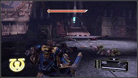 Cały czas strzelając z karabinu, wypatruj uważnie dowódcy orków - 5 - Inkwizytor - Opis przejścia - Warhammer 40,000: Space Marine - poradnik do gry