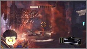 Po krótkiej wymianie zdań otwórz wrota po lewej - 7 - Serce Ciemności - Opis przejścia - Warhammer 40,000: Space Marine - poradnik do gry