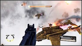 Rozdział rozpoczniesz za sterami działka, a twoim zadaniem będzie zestrzeliwanie nadlatujących orków [1] - 9 - Broń - Opis przejścia - Warhammer 40,000: Space Marine - poradnik do gry