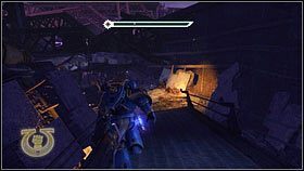 Korytarz zaprowadzi cię na zewnątrz budynku [1], a żelazny chodnik do podziemi pod ruinami [2] - 12 - Umierająca Światłość - Opis przejścia - Warhammer 40,000: Space Marine - poradnik do gry