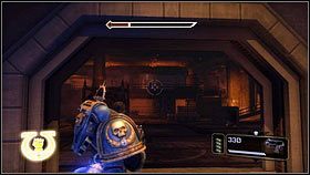 Po otwarciu drugiej z klei bramy, jak najszybciej schowaj się za ścianą [1] - 13 - Przebudzenie Olbrzyma - Opis przejścia - Warhammer 40,000: Space Marine - poradnik do gry