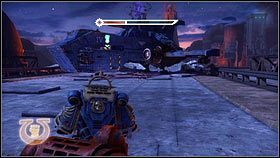 Gdy teren będzie czysty [1], udaj się do statku Ultra Marines, który zabierze cię na zniszczoną Iglicę [2] - 16 - Iglica Szaleństwa - Opis przejścia - Warhammer 40,000: Space Marine - poradnik do gry
