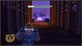 Idąc dalej prosto, dojdziesz do platformy, którą będziesz mógł uruchomić za pomocą pobliskiego mechanizmu [1] - 16 - Iglica Szaleństwa - Opis przejścia - Warhammer 40,000: Space Marine - poradnik do gry