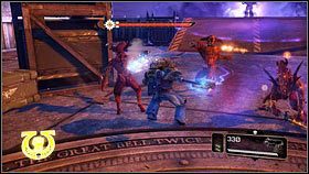 Po spotkaniu z Nemerothem zaatakuje cię oddział czerwonych demonów [1] - 17 - Człowiek Kontra Demon - Opis przejścia - Warhammer 40,000: Space Marine - poradnik do gry