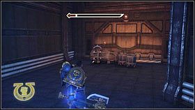 Po zniszczeniu wieżyczek przesuwających się wzdłuż korytarza [1], idź prosto, aż do pierwszego rozwidlenia - Rozdział 10 - Serwoczaszki - Warhammer 40,000: Space Marine - poradnik do gry