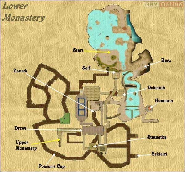 Zasadniczo jedynym ważnym celem odwiedzin dolnej partii monastyru jest utorowanie sobie drogi do górnej, a to zadanie sprowadza się do dotarcia do Drzwi i otworzenia ich - Lower Monastery w Wizardry 8 - Wizardry 8 - poradnik do gry
