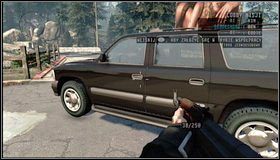 Na początku misji standardowo zabieramy sprzęt z bagażnika [1] a później wsiadamy do pojazdu - Przejażdżka | Rozdział 1 | Call of Juarez The Cartel - Call of Juarez: The Cartel - poradnik do gry