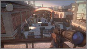 Kiedy dostaniemy sygnał, strzelamy do jegomościa stojącego przy barze koło Jess (za pomocą snajperki) - Zabawa w snajpera - Evans | Rozdział 7 | Call of Juarez The Cartel - Call of Juarez: The Cartel - poradnik do gry