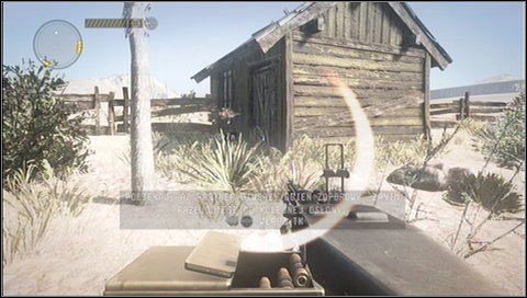 Przedmiot specjalny Ben McCall #1 - przed dużym budynkiem stoją dwa vany - Płonąca stodoła | Rozdział 12 | Call of Juarez The Cartel - Call of Juarez: The Cartel - poradnik do gry