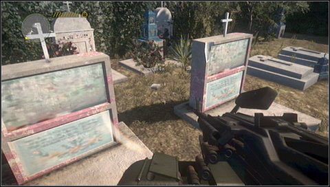 Przedmiot specjalny Kim Evans #1 - kiedy zobaczymy helikopter w tle, przeszukujemy groby na lewo od ścieżki - W drodze na cmentarz | Rozdział 13 | Call of Juarez The Cartel - Call of Juarez: The Cartel - poradnik do gry