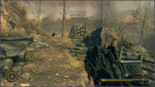 Jak tylko zakończy się cut-scenka dookoła nas rozgorzeje walka, a my będziemy musieli biec za Deanem unikając starcia z przeciwnikami - Rozdział 3 | Opis przejścia Resistance 3 - Resistance 3 - poradnik do gry