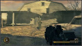 Biegnąc obok przeciwników dotrzemy do drewnianej szopy [1], możemy w niej rozejrzeć się za apteczką - Rozdział 3 | Opis przejścia Resistance 3 - Resistance 3 - poradnik do gry