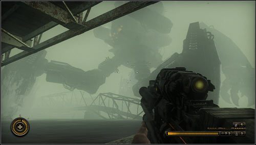 Przepływając pod mostami trafimy na Goliata [1], próba schowania się pod mostem zakończona zostanie niepowodzeniem i będziemy zmuszeni do awaryjnej ucieczki pod ciężkim ostrzałem - Rozdział 5 | Opis przejścia Resistance 3 - Resistance 3 - poradnik do gry