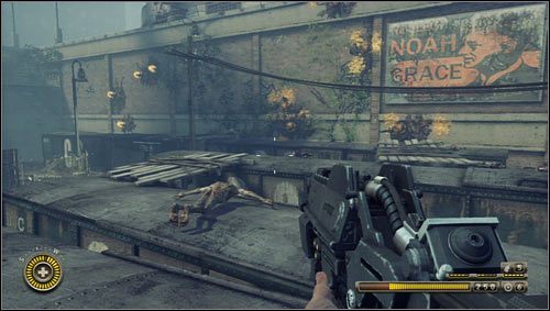 Stąd poruszamy się po kładkach i przeskakując nad niewielkimi szczelinami w kierunku wysokiego muru [1] - Rozdział 6 (1) | Opis przejścia Resistance 3 - Resistance 3 - poradnik do gry