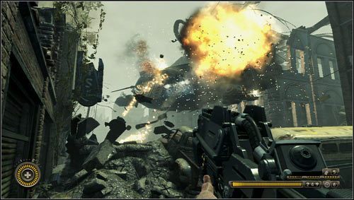 Pierwszy transportowiec, który nadleci zostanie zestrzelony [1] i wyjdzie z niego kilka palących się Hybryd - Rozdział 8 | Opis przejścia Resistance 3 - Resistance 3 - poradnik do gry