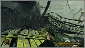 Na dachu, z którego do tej pory ostrzeliwaliśmy bestię znajduje się podest z liną [1] - Rozdział 9 | Opis przejścia Resistance 3 - Resistance 3 - poradnik do gry