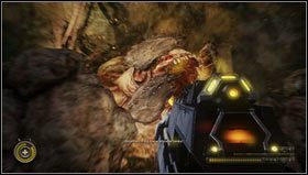 Sklepienie jaskini podtrzymywane jest dwoma drewnianymi filarami, jeżeli się za nimi schowamy bestia zniszczy podpory, a w ich miejscu pojawią się niezwykle przydatne zasłony z kamieni [1] - Rozdział 12 | Opis przejścia Resistance 3 - Resistance 3 - poradnik do gry