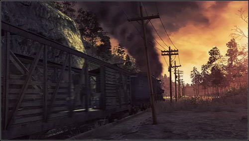 Podróżując pociągiem [1] będziemy świadkami brutalnego morderstwa i wkrótce sami staniemy się celem bandytów zwących się wartownikami - Rozdział 13 | Opis przejścia Resistance 3 - Resistance 3 - poradnik do gry