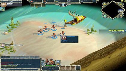 Pierwsza misja ma na celu zapoznanie gracza z podstawowym elementem rozgrywki, na który składają się zaznaczanie jednostek oraz wydawanie komend - I - Gold on the Nile | Misje Szkoleniowe - Egipcjanie | Age of Empires Online - Age of Empires Online - poradnik do gry