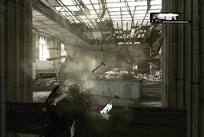 Po znalezieniu się w środku zniszcz przy pomocy piły drewniane belki blokujące przejście - III - Powrót do domu | Akt 1 w Gears of War 3 - Gears of War 3 - poradnik do gry (opis przejścia, nieśmiertelniki, osiągnięcia)