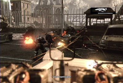 Zachowaj ostrożność, ponieważ z prawej strony placu jest jeszcze jedno gniazdo karabinu - VI - Na włosku | Akt 1 w Gears of War 3 - Gears of War 3 - poradnik do gry (opis przejścia, nieśmiertelniki, osiągnięcia)