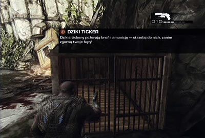 Rusz przed siebie zbierając po drodze porozrzucaną po ziemi broń - I - Wrak | Akt 2 w Gears of War 3 - Gears of War 3 - poradnik do gry (opis przejścia, nieśmiertelniki, osiągnięcia)