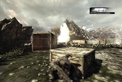 Po zabiciu wszystkich przejdź przez podest do kolejnej lokacji - I - Wrak | Akt 2 w Gears of War 3 - Gears of War 3 - poradnik do gry (opis przejścia, nieśmiertelniki, osiągnięcia)